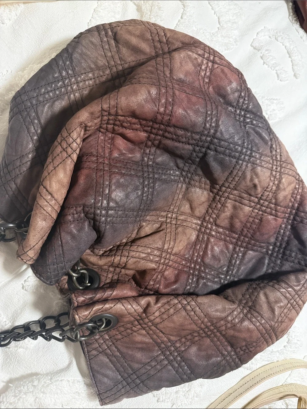 All Saints Quilted Tie Dye Leather Shoulder Bag